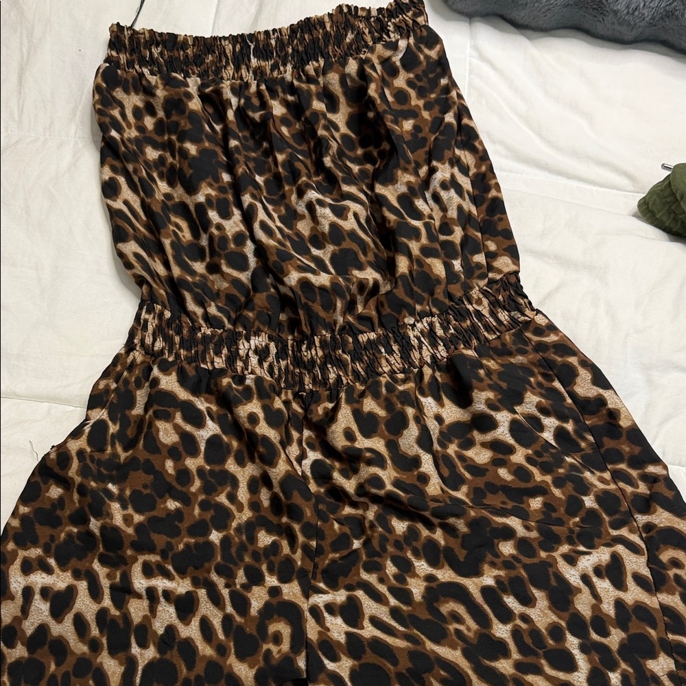Speed Control Leopard Print Strapless Romper - Br… - image 1